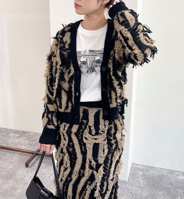 fredy emue「カットフリンジジャガード2WAY カーディガン」|ニット・セーター|