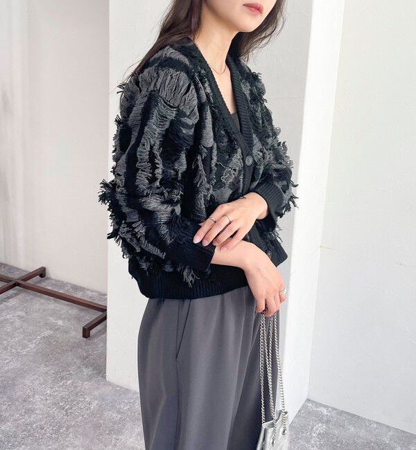 fredy emue「カットフリンジジャガード2WAY カーディガン」|ニット・セーター|