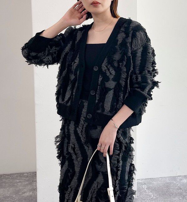 fredy emue「カットフリンジジャガード2WAY カーディガン」|ニット・セーター|