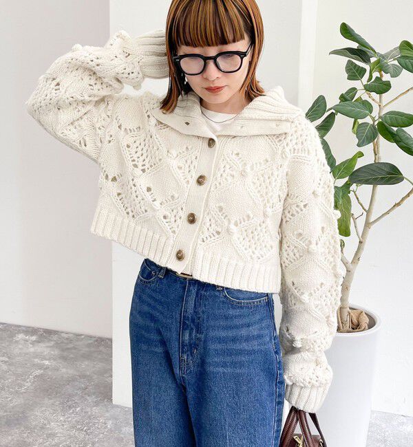 fredy emue「ポップコーンハイネックカーディガン」|ニット・セーター|