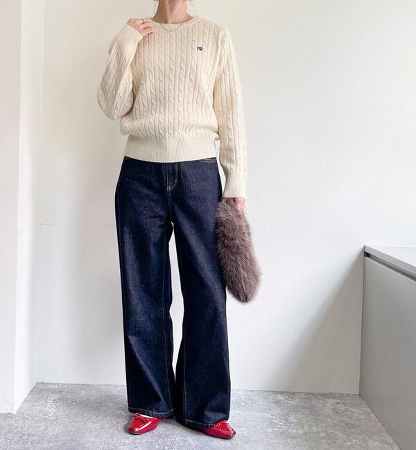 fredy emue「ウール混FR刺繍ケーブル柄ニットプルオーバー」|ニット・セーター|