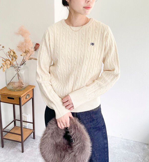 fredy emue「ウール混FR刺繍ケーブル柄ニットプルオーバー」|ニット・セーター|