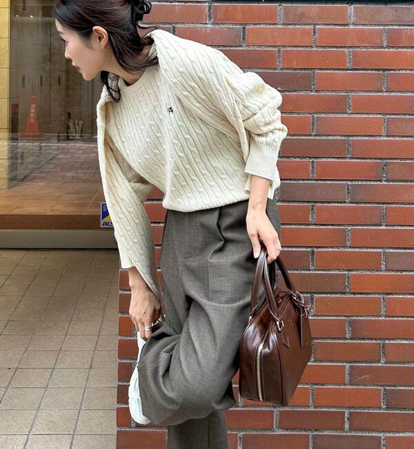 fredy emue「ウール混FR刺繍ケーブル柄ニットプルオーバー」|ニット・セーター|