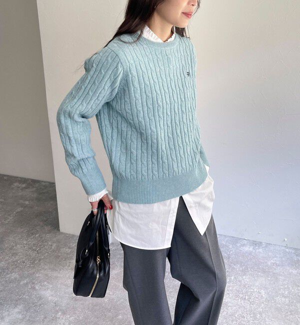 fredy emue「ウール混FR刺繍ケーブル柄ニットプルオーバー」|ニット・セーター|