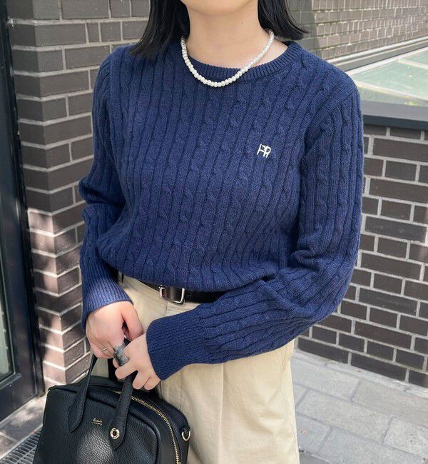 fredy emue「ウール混FR刺繍ケーブル柄ニットプルオーバー」|ニット・セーター|