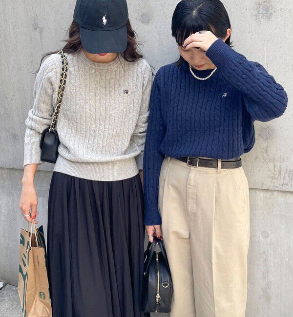 fredy emue「ウール混FR刺繍ケーブル柄ニットプルオーバー」|ニット・セーター|