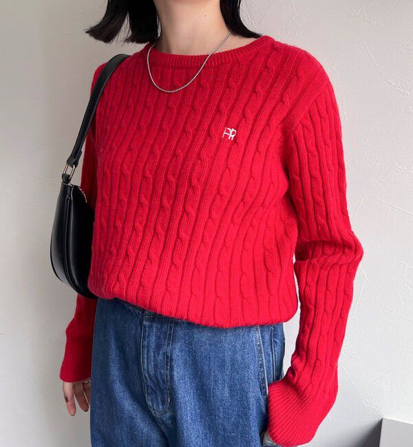 fredy emue「ウール混FR刺繍ケーブル柄ニットプルオーバー」|ニット・セーター|