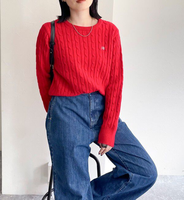 fredy emue「ウール混FR刺繍ケーブル柄ニットプルオーバー」|ニット・セーター|