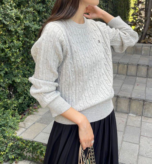 fredy emue「ウール混FR刺繍ケーブル柄ニットプルオーバー」|ニット・セーター|