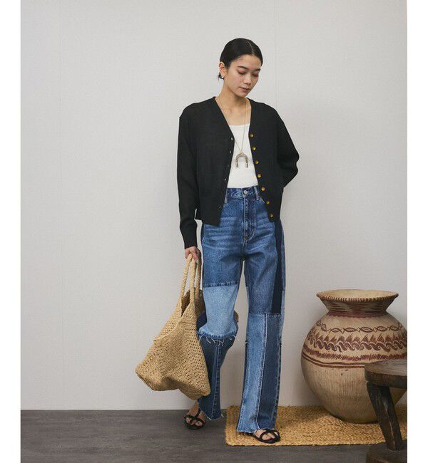 SALON adam et rope'「ドライコットンメタル釦浅Vネックカーディガン」|カーディガン|