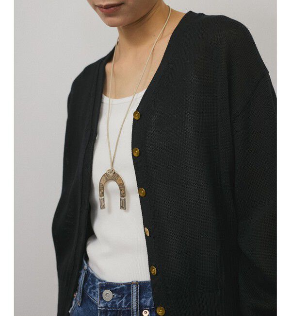 SALON adam et rope'「ドライコットンメタル釦浅Vネックカーディガン」|カーディガン|