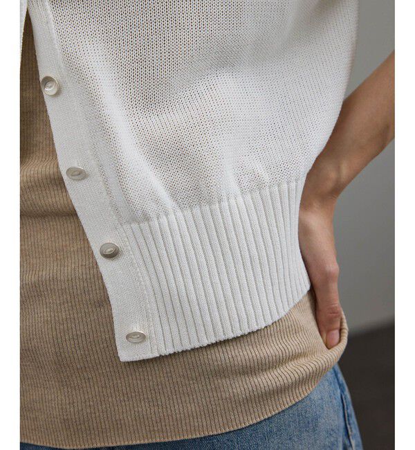 SALON adam et rope'「ドライコットンメタル釦浅Vネックカーディガン」|カーディガン|