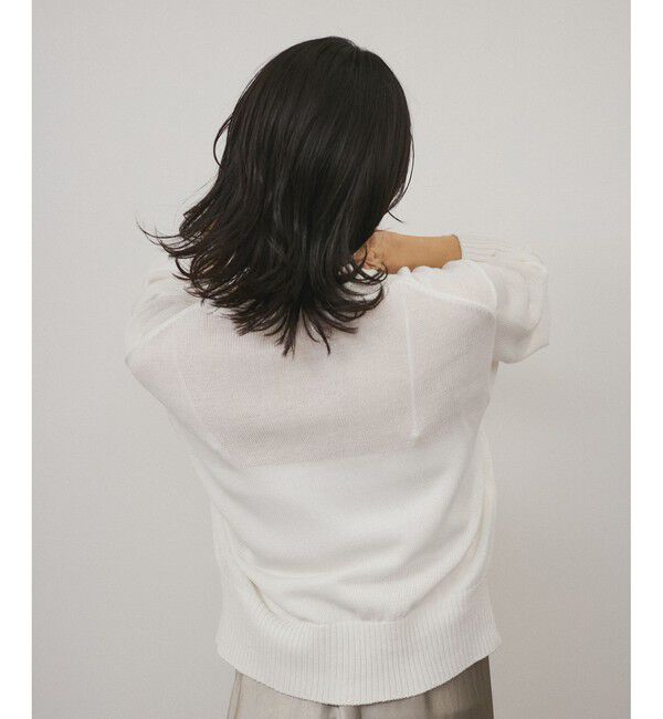 SALON adam et rope'「ドライコットンメタル釦浅Vネックカーディガン」|カーディガン|