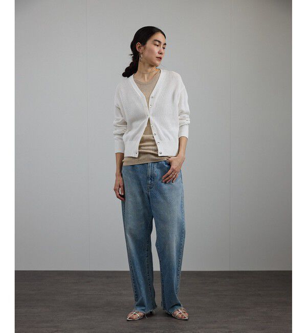 SALON adam et rope'「ドライコットンメタル釦浅Vネックカーディガン」|カーディガン|