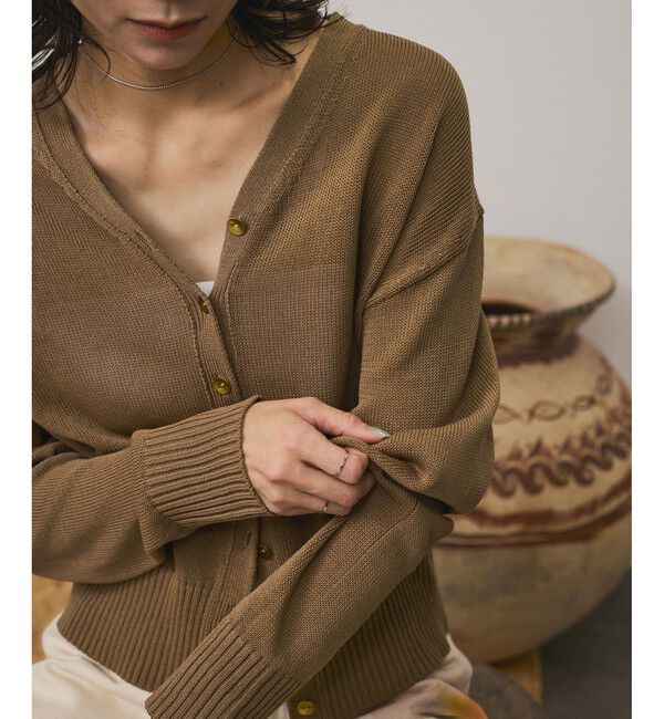 SALON adam et rope'「ドライコットンメタル釦浅Vネックカーディガン」|カーディガン|