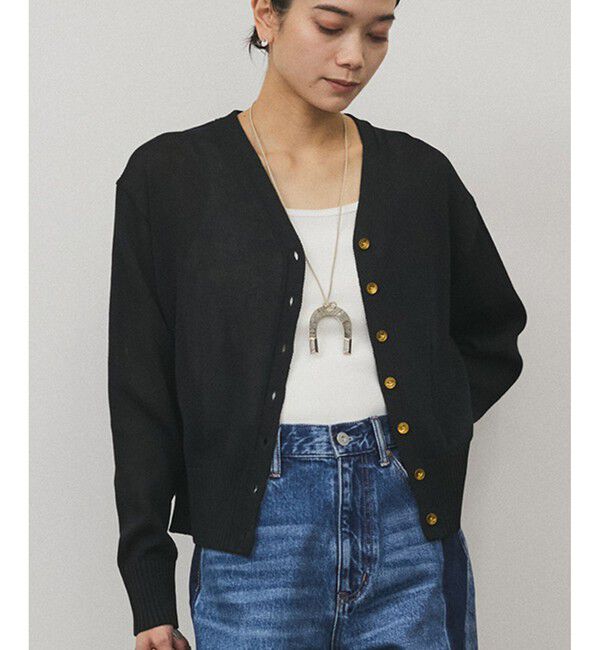 SALON adam et rope'「ドライコットンメタル釦浅Vネックカーディガン」|カーディガン|