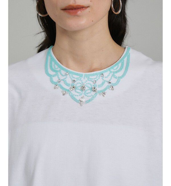 SALON adam et rope'「ビジューエンブロイダリーオーバーサイズT」|Tシャツ・カットソー|