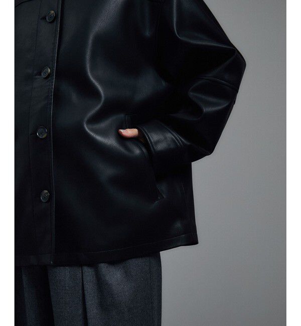 SALON adam et rope'「【WEB限定】レザーライクオーバーシャツジャケット」|ブルゾン・スタジャン|