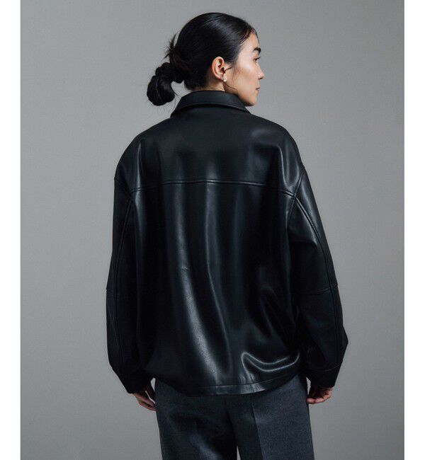 SALON adam et rope'「【WEB限定】レザーライクオーバーシャツジャケット」|ブルゾン・スタジャン|