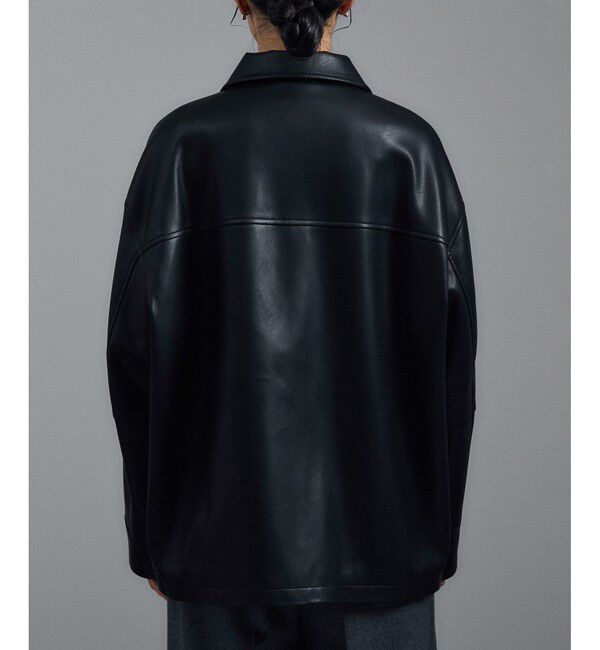SALON adam et rope'「【WEB限定】レザーライクオーバーシャツジャケット」|ブルゾン・スタジャン|