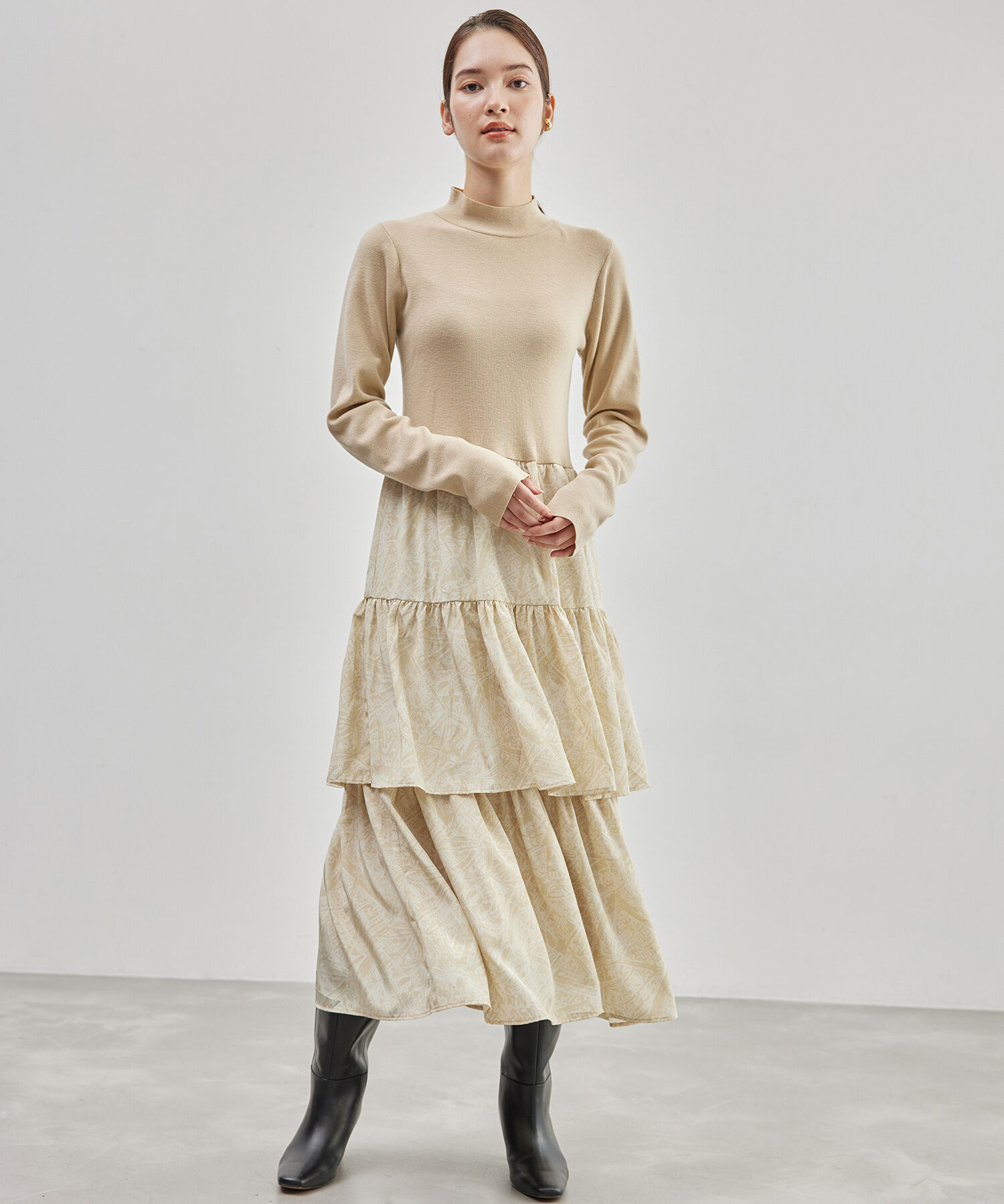 ROPE「ニット&times;地図柄プリントワンピース」|ワンピース|ベージュ系(28)