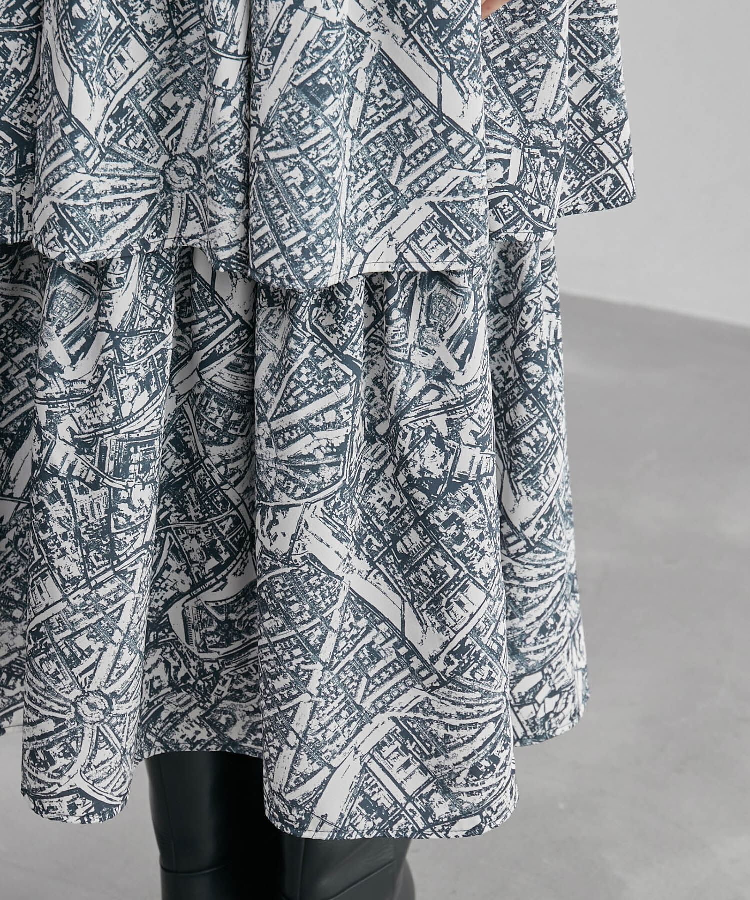 ROPE「ニット&times;地図柄プリントワンピース」|ワンピース|