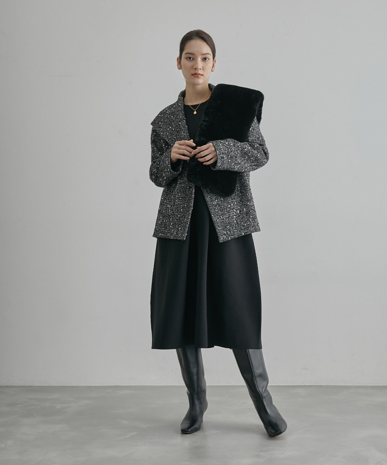 ROPE「ジャガード編み リブニットフォルムワンピース」|ワンピース|