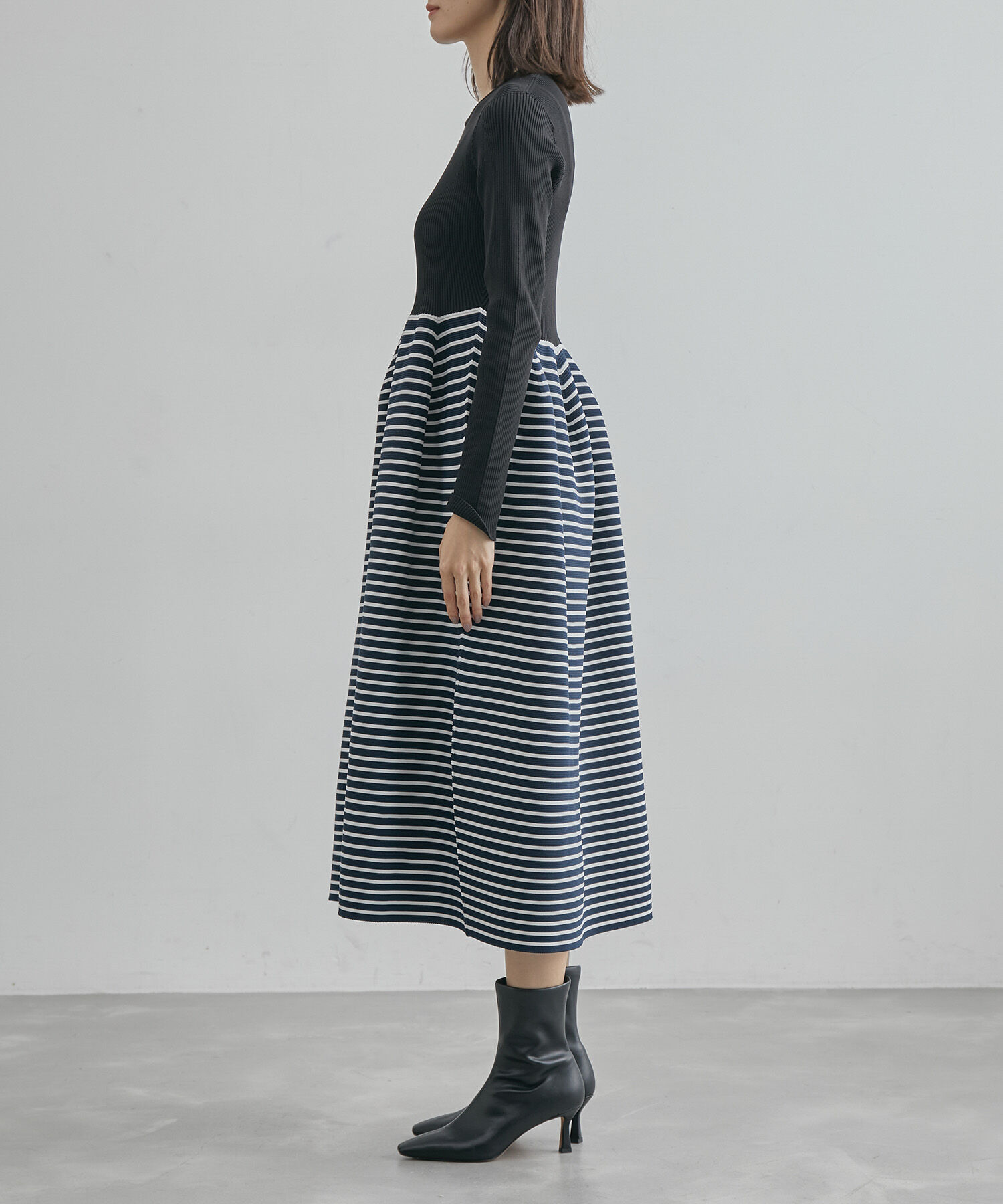 ROPE「ジャガード編み リブニットフォルムワンピース」|ワンピース|