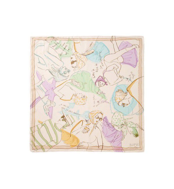 ROPE「【YUKO SAEKI for ROPE&rsquo;・コラボ】スカーフ柄プリント シルクスカーフ/Lサイズ」|バンダナ・スカーフ|