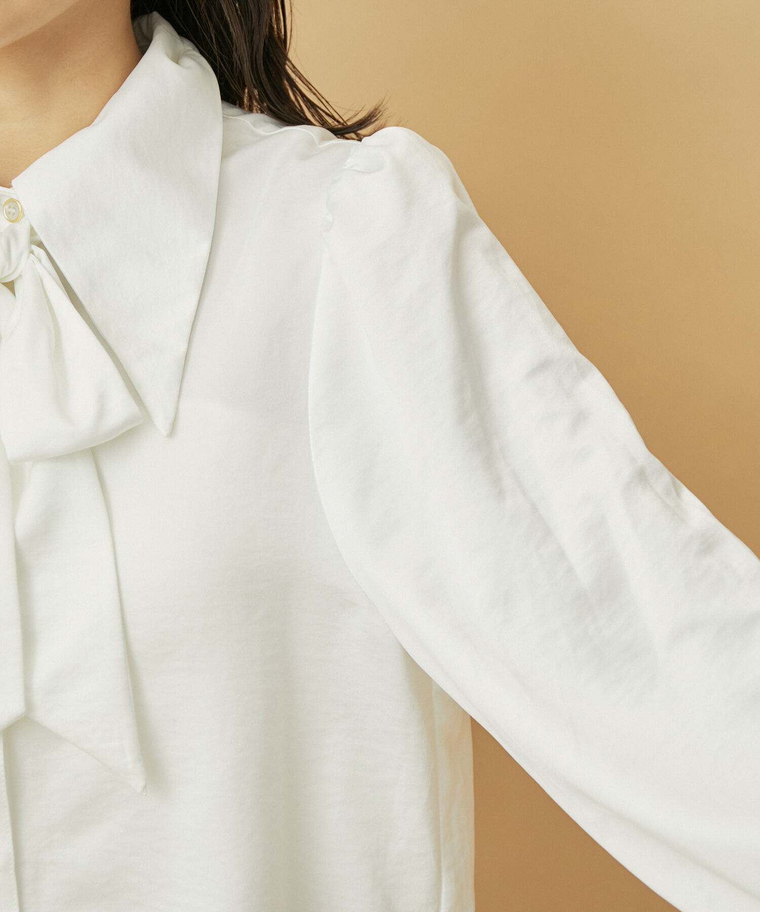 VIS「【2WAY】ロングカラーボウタイブラウス【洗える】」|シャツ・ブラウス|