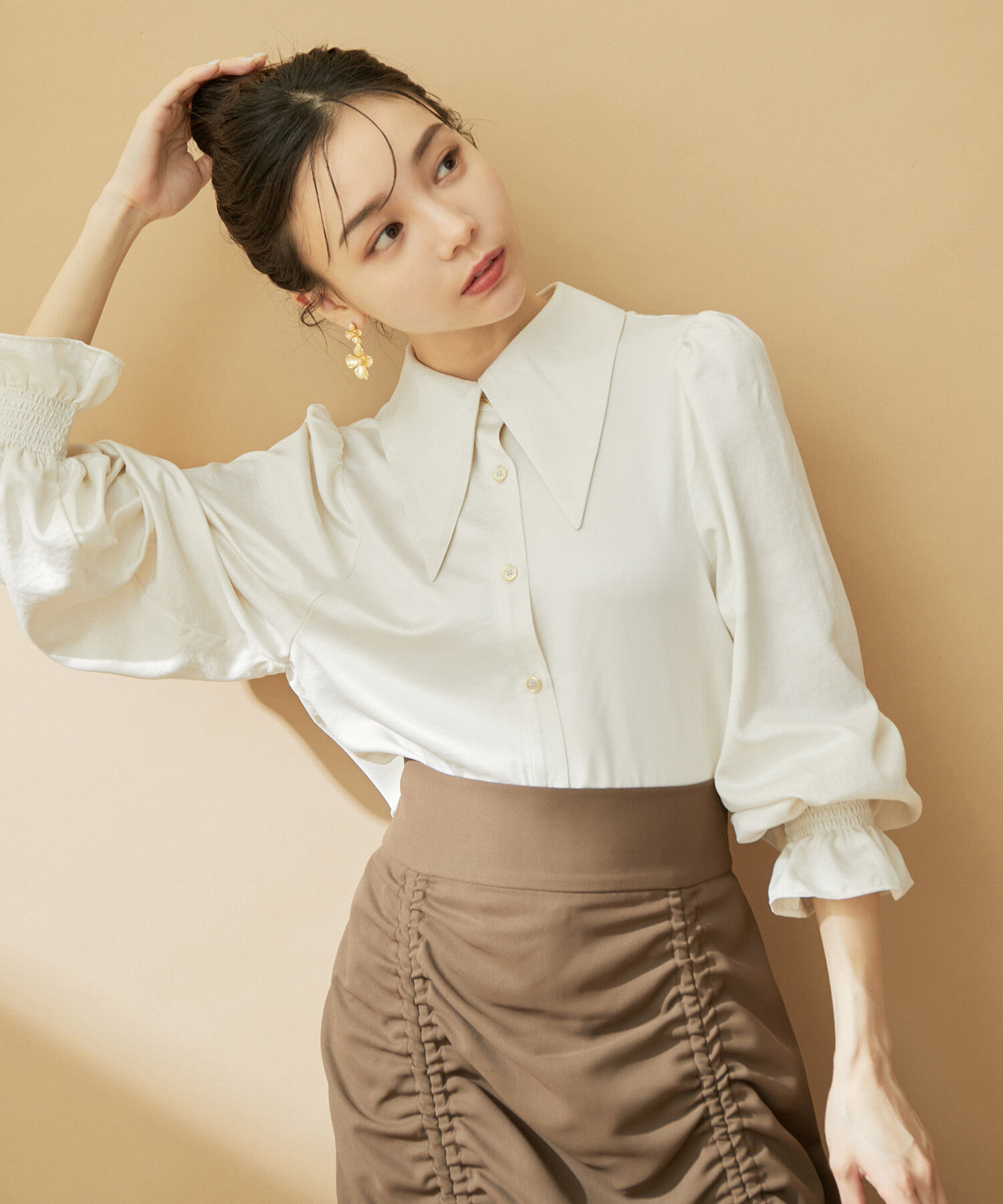 VIS「【2WAY】ロングカラーボウタイブラウス【洗える】」|シャツ・ブラウス|