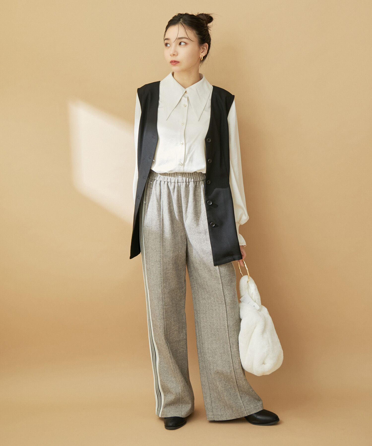 VIS「【2WAY】ロングカラーボウタイブラウス【洗える】」|シャツ・ブラウス|