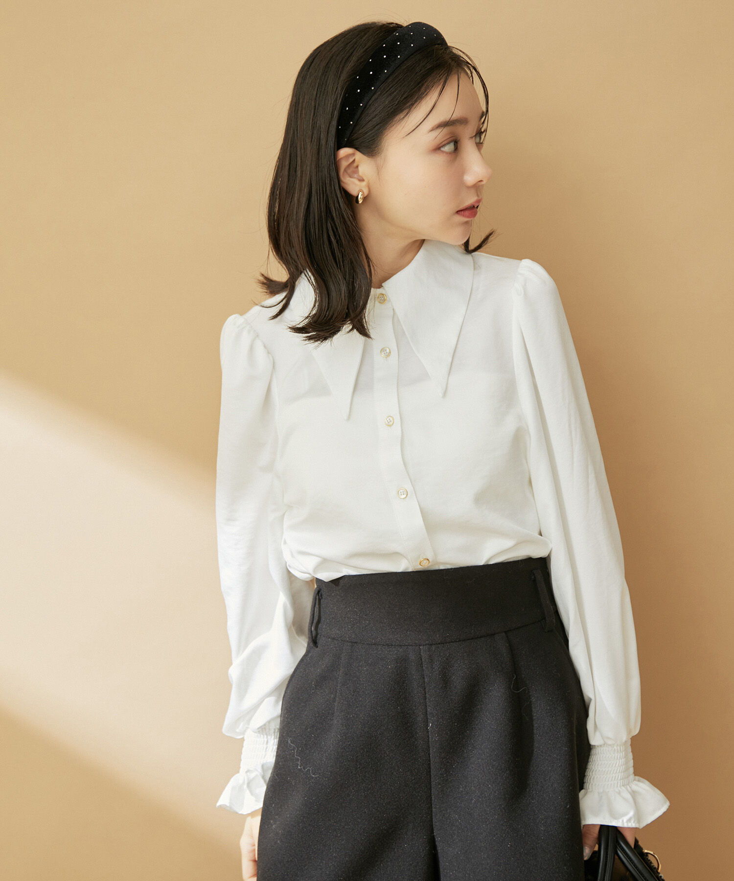 VIS「【2WAY】ロングカラーボウタイブラウス【洗える】」|シャツ・ブラウス|