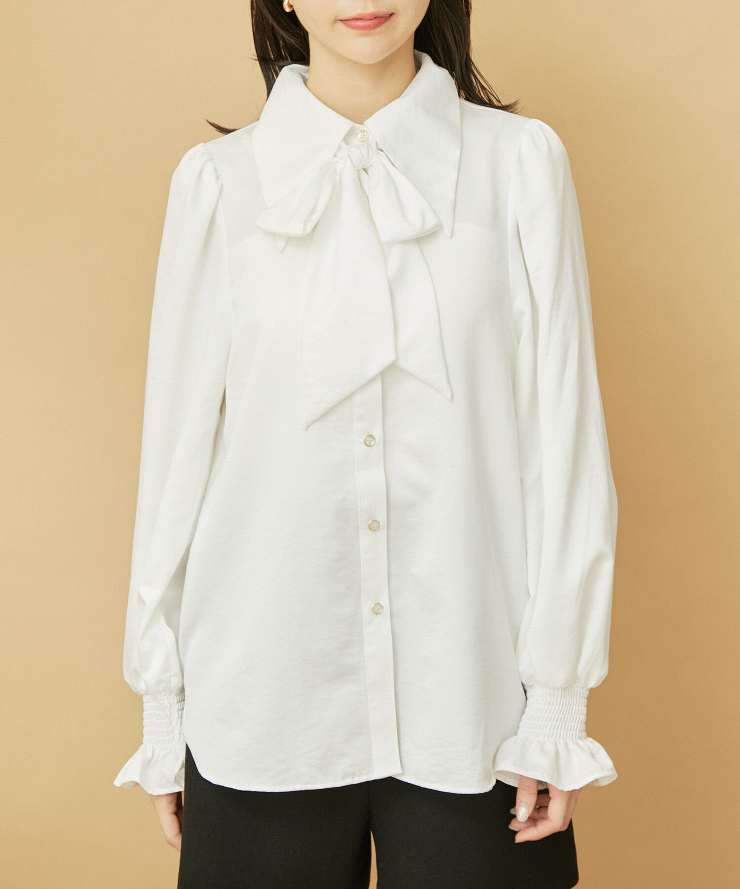 VIS「【2WAY】ロングカラーボウタイブラウス【洗える】」|シャツ・ブラウス|