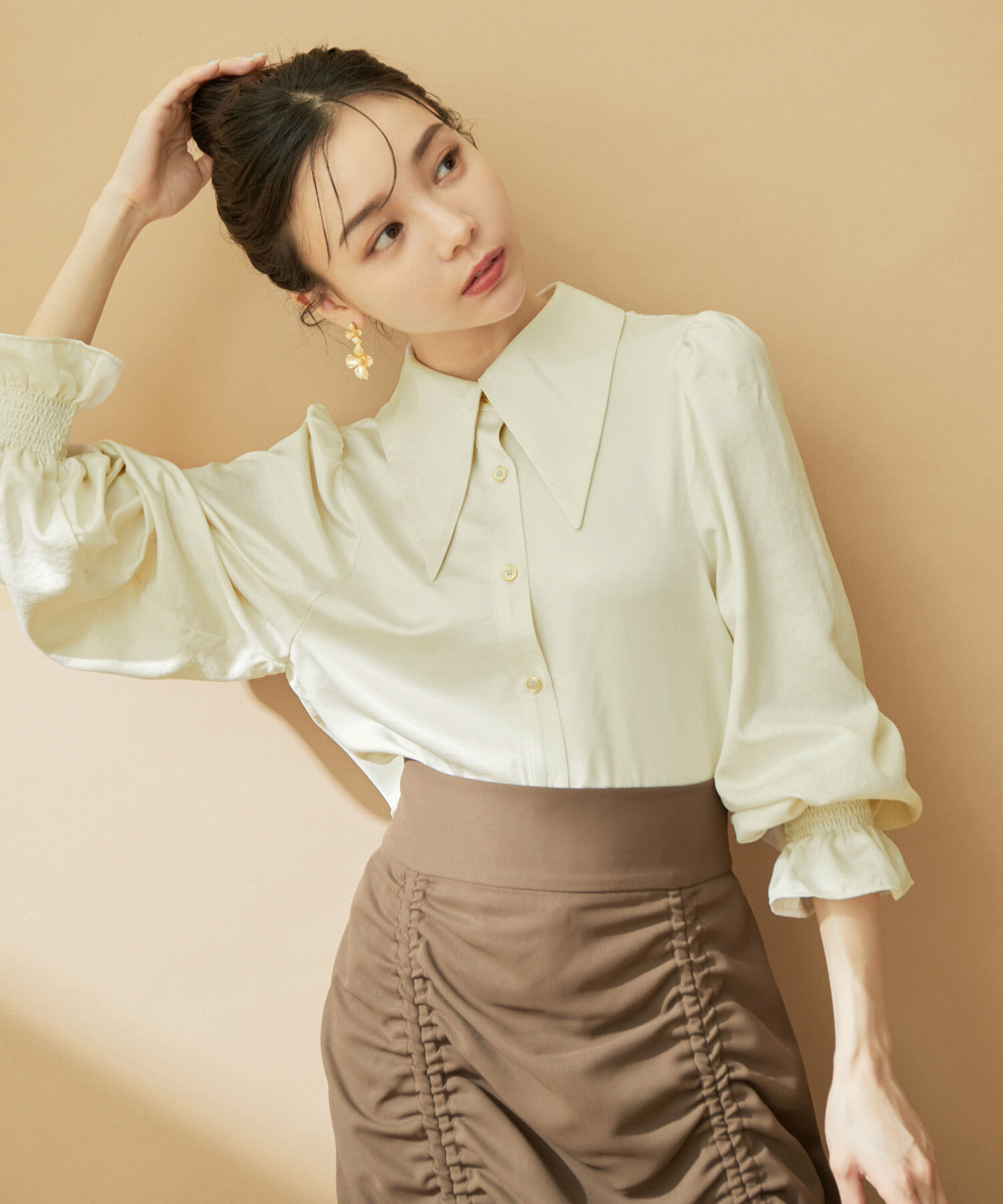 VIS「【2WAY】ロングカラーボウタイブラウス【洗える】」|シャツ・ブラウス|