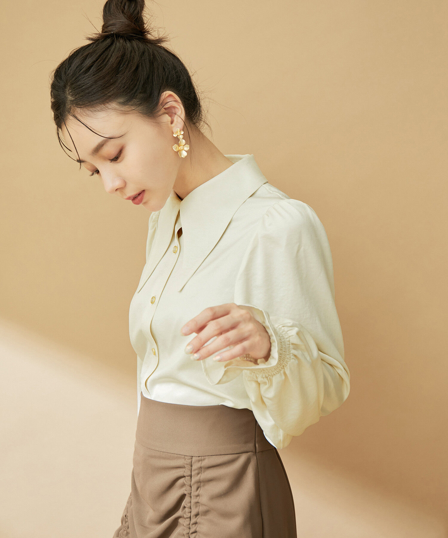 VIS「【2WAY】ロングカラーボウタイブラウス【洗える】」|シャツ・ブラウス|