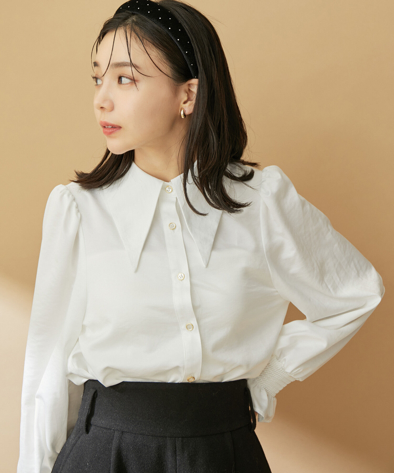 VIS「【2WAY】ロングカラーボウタイブラウス【洗える】」|シャツ・ブラウス|