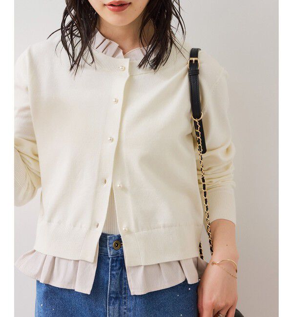 VIS「フリル襟ドッキングニットカーディガントップス」|ニット・セーター|