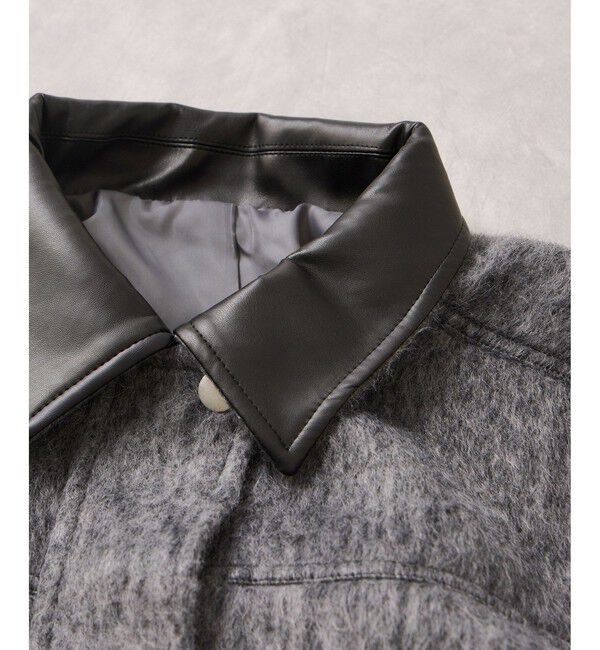 VIS「【WEB限定】衿袖レザーシャギーアウター」|その他|