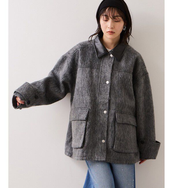 VIS「【WEB限定】衿袖レザーシャギーアウター」|その他|