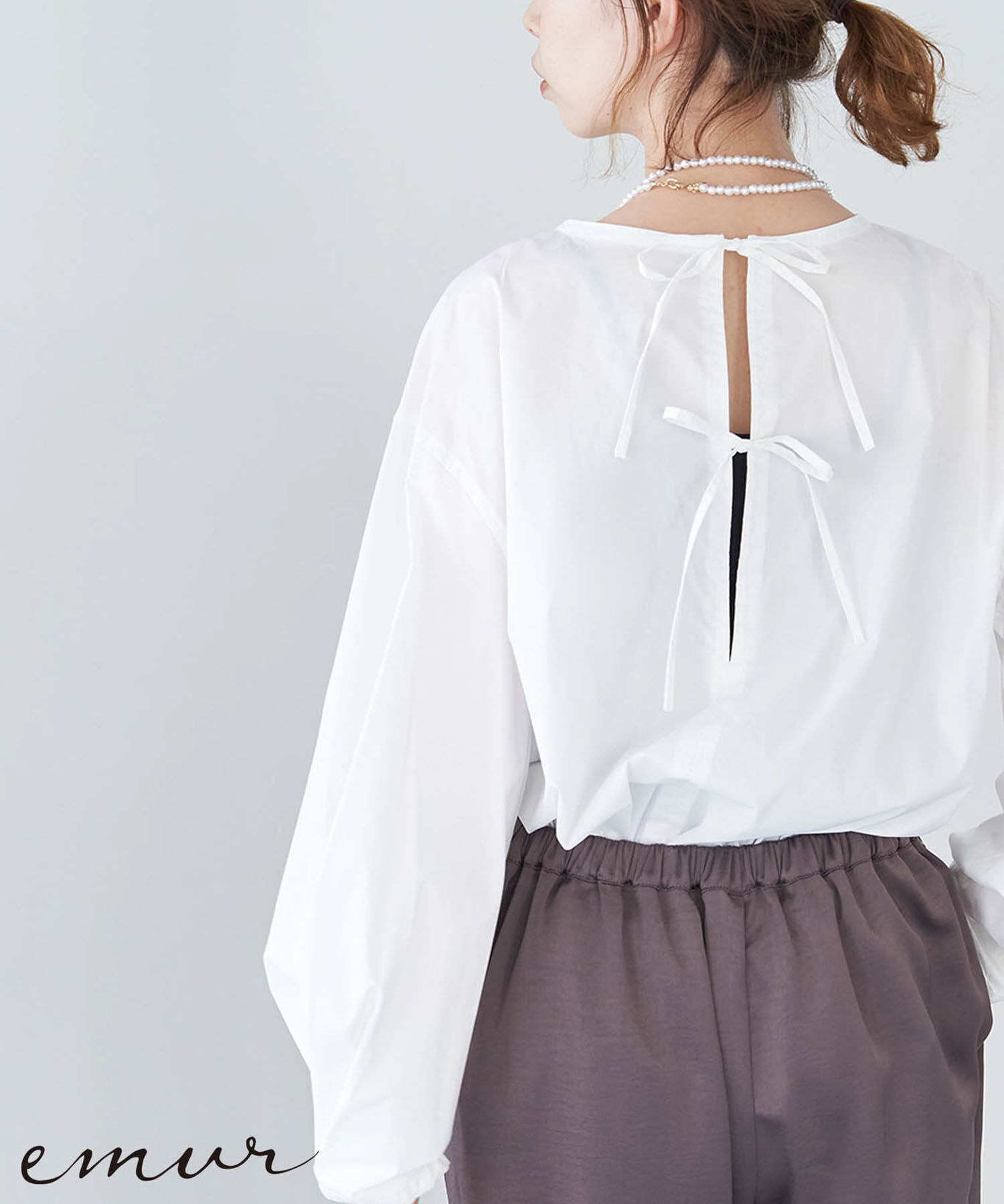 Rope&rsquo;Picnic「【emur】バックリボンバルーン袖ブラウス」|シャツ・ブラウス|オフホワイト(15)
