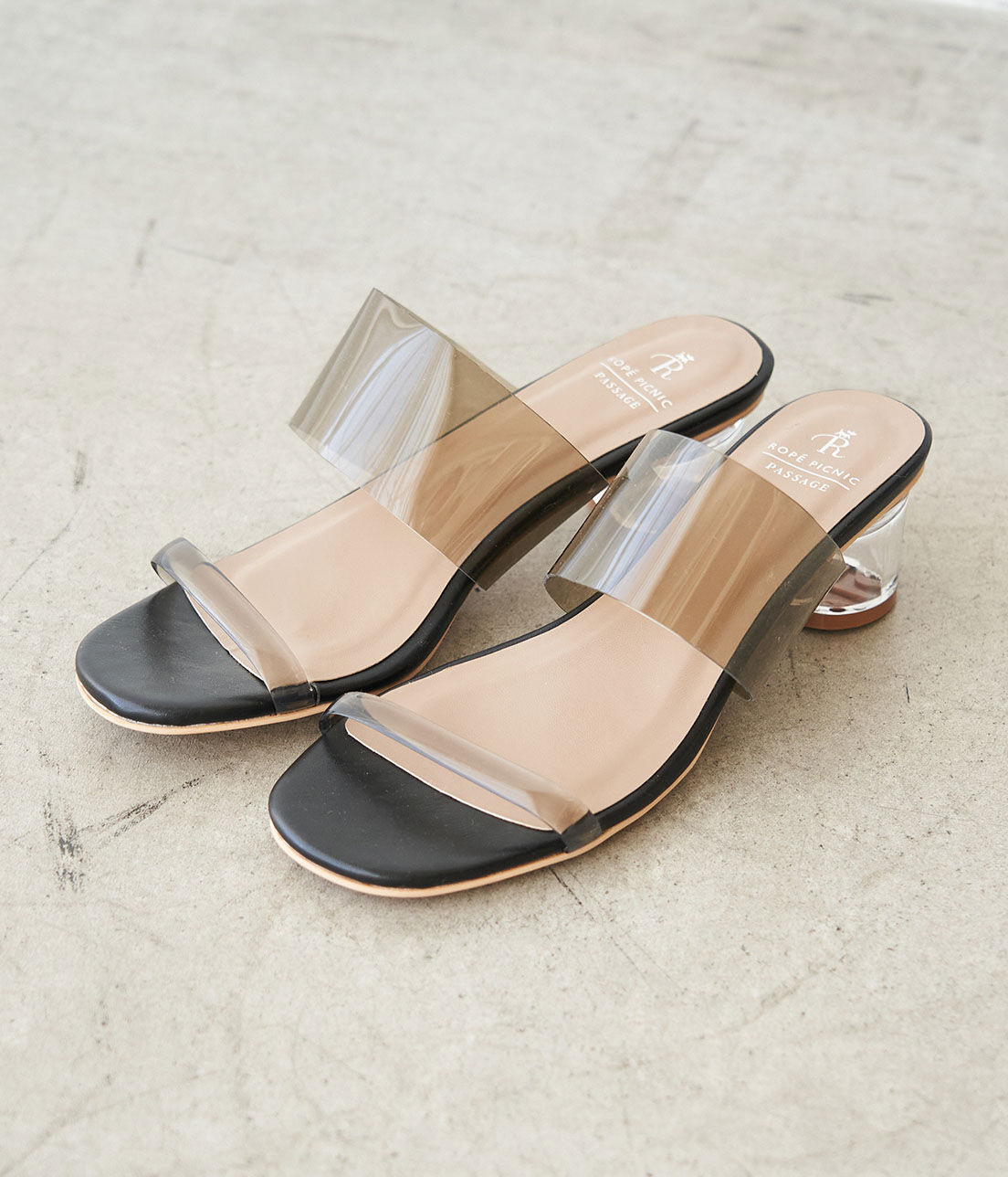 ROPE PICNIC PASSAGE「【WEB限定カラー:イエロー】クリアアッパー円柱クリアヒールミュール」|サンダル|