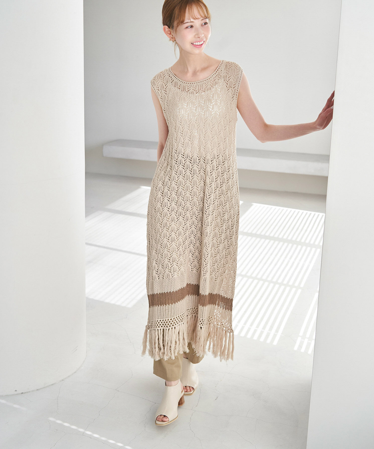 Rope&rsquo;Picnic「フリンジ付きニットワンピース」|ワンピース|