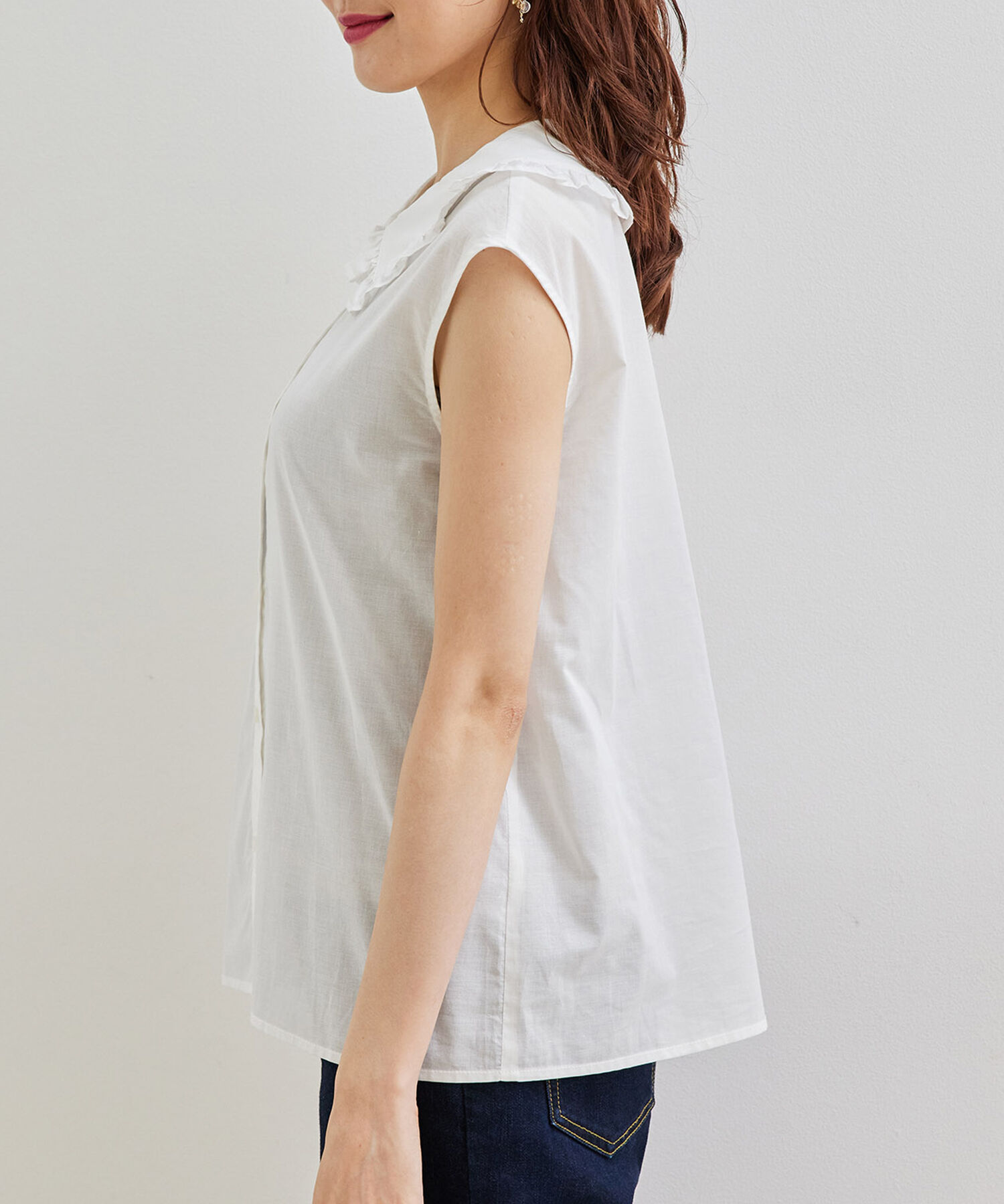 Rope&rsquo;Picnic「セーラーフリルノースリーブブラウス」|シャツ・ブラウス|