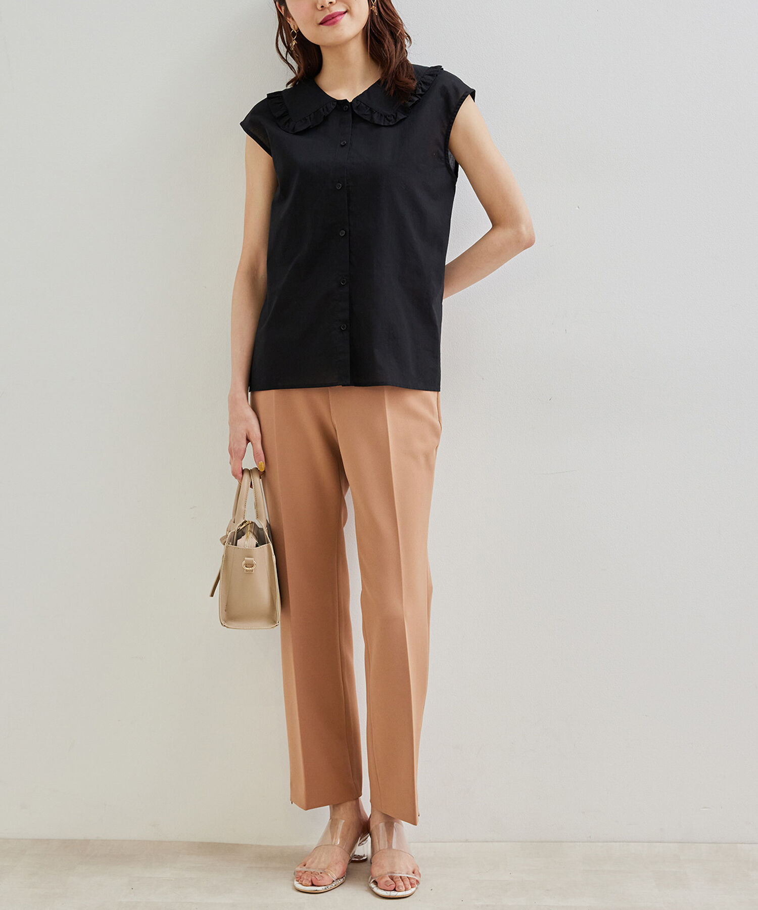 Rope&rsquo;Picnic「セーラーフリルノースリーブブラウス」|シャツ・ブラウス|