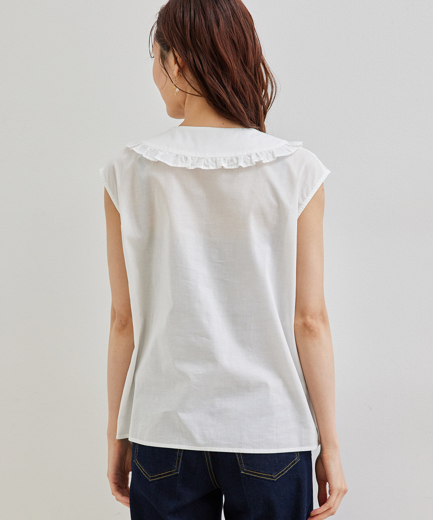 Rope&rsquo;Picnic「セーラーフリルノースリーブブラウス」|シャツ・ブラウス|