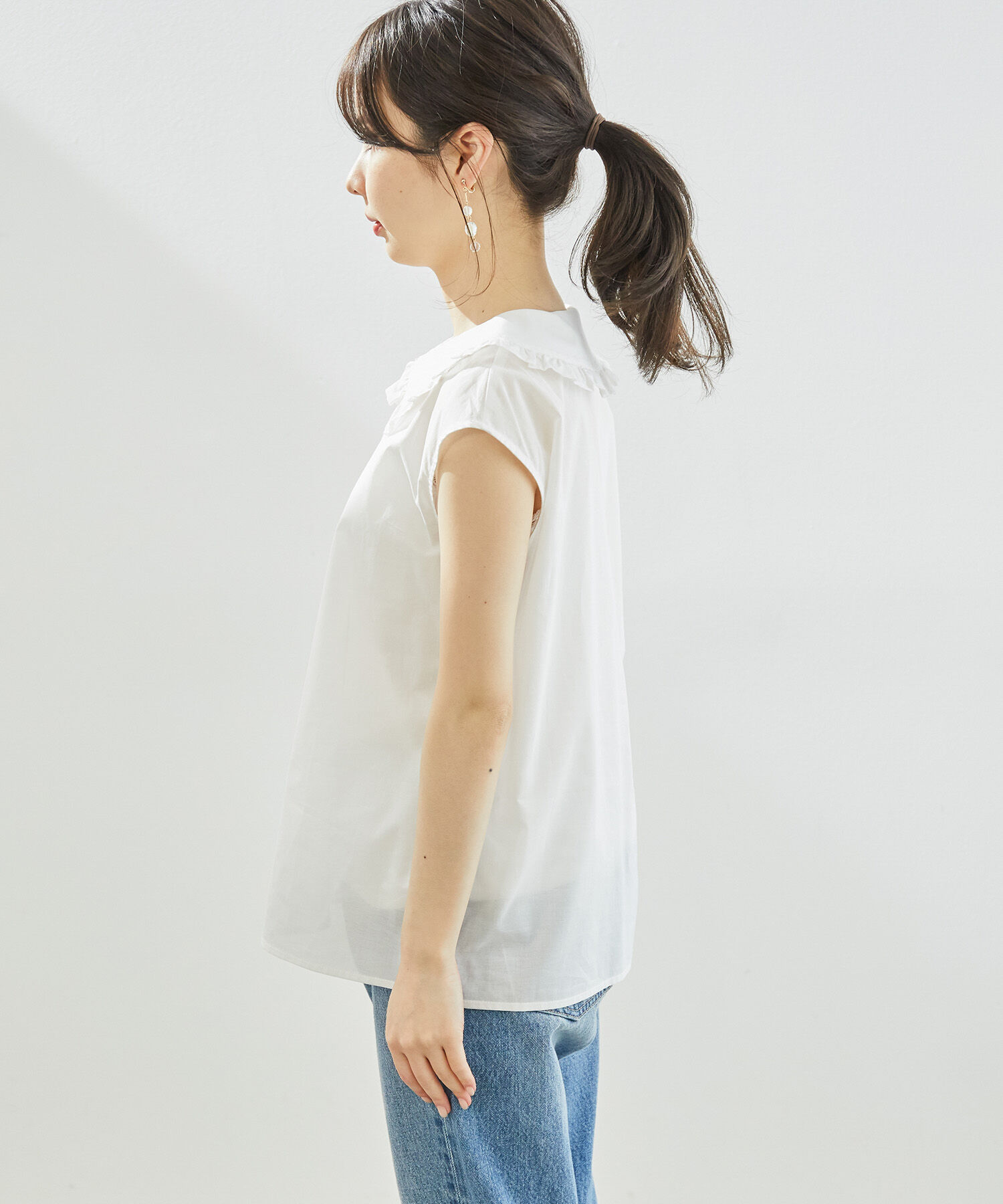 Rope&rsquo;Picnic「セーラーフリルノースリーブブラウス」|シャツ・ブラウス|