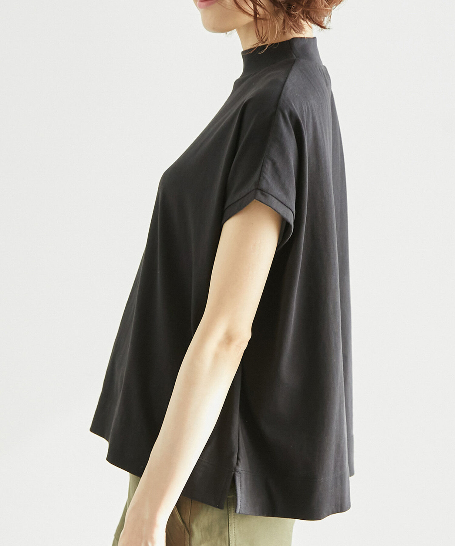 Rope&rsquo;Picnic「ラク美tee/TRUE COTTONモックネックフレンチスリーブトップス」|Tシャツ・カットソー|