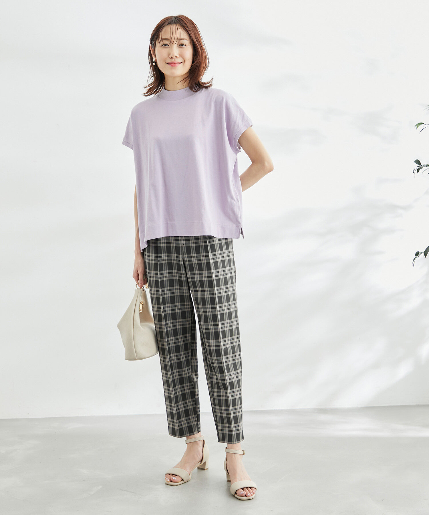 Rope&rsquo;Picnic「ラク美tee/TRUE COTTONモックネックフレンチスリーブトップス」|Tシャツ・カットソー|