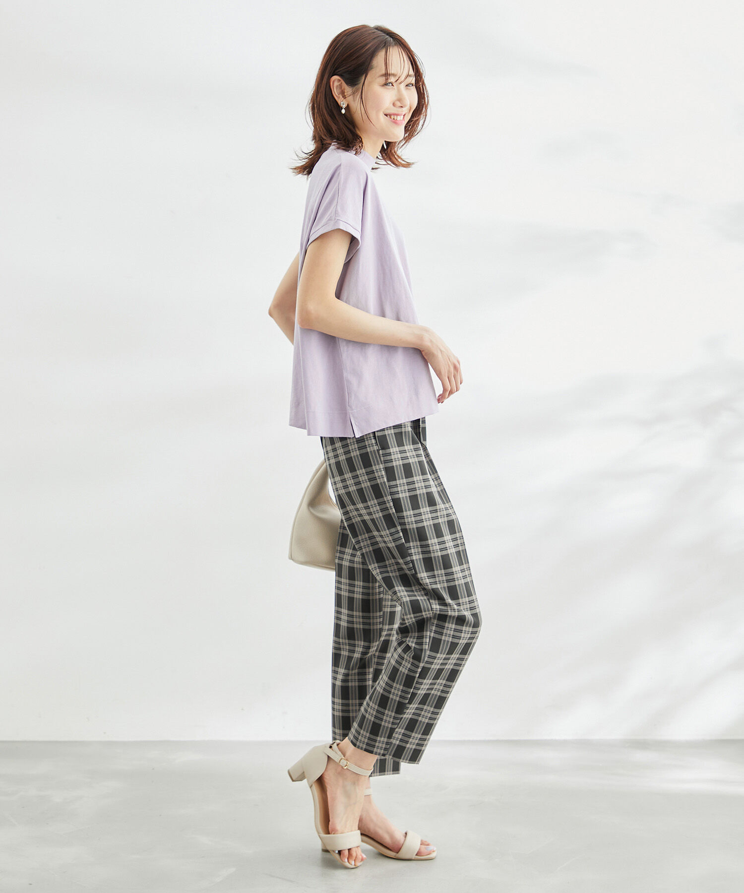 Rope&rsquo;Picnic「ラク美tee/TRUE COTTONモックネックフレンチスリーブトップス」|Tシャツ・カットソー|